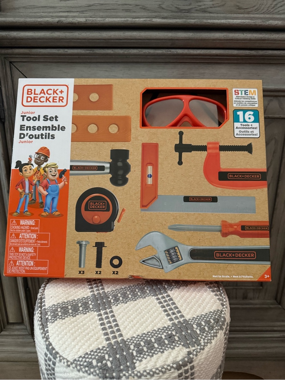 Small Dent on the box. Black & Decker Kids Tool Set in Orange and Black